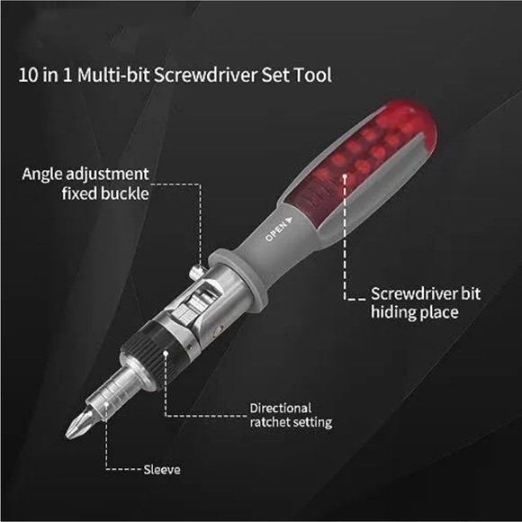 10-in-1 Multi Bit Ratcheting Screwdriver Set - Picture 3 of 9